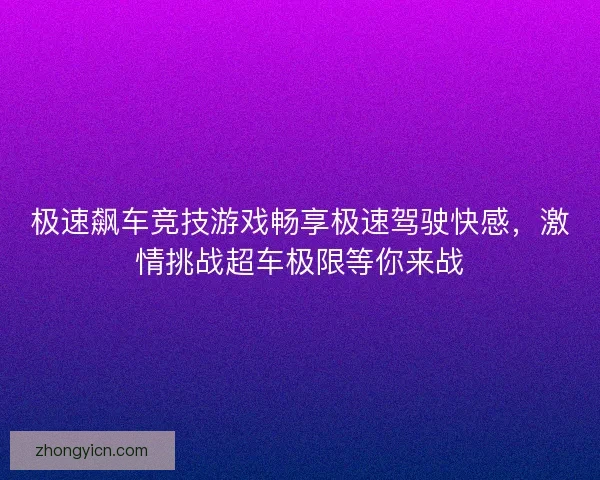 极速飙车竞技游戏畅享极速驾驶快感，激情挑战超车极限等你来战